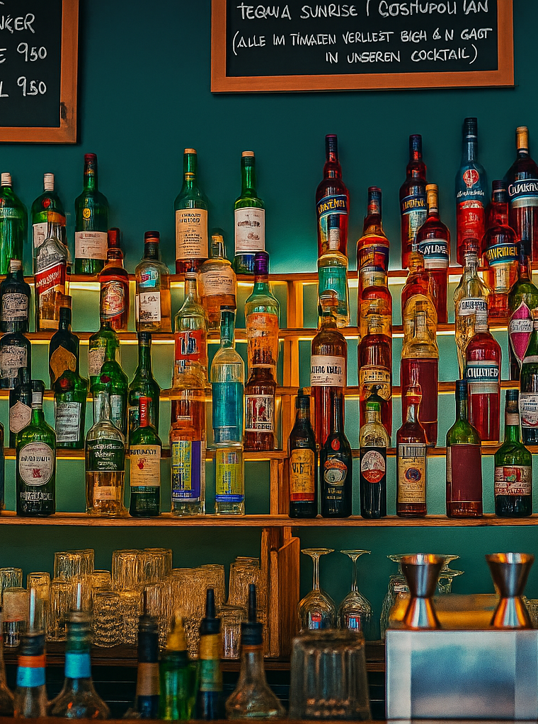 Barregal mit Lichtern und Cocktails